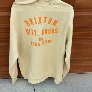 MENS BRIXTON WOODBURN LONG BEACH HOODIE ORANGE TAN FLEECE SWEATSHIRT LARGE-NWT
